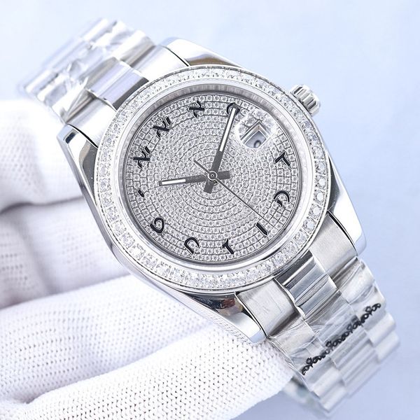 

diamonds mens watches watch mechanical movement wristwatch 42mm stainless steel strap sapphire waterproof design for men diamond bezel, Slivery;brown