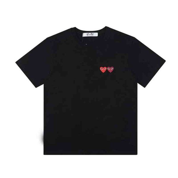 

others apparel22 xia kuan chuan kupauling play double heart classic t-shirt fabric comfortable fashion versatile lovers, Black;white