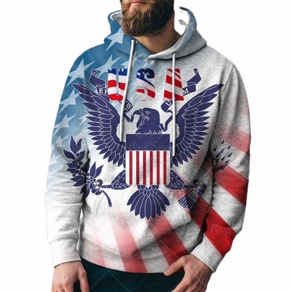 

men's hoodies & sweatshirts 2021spring and autumn leisure fashion sweater american flag eagle digital printed street hip hop hoodie o8a, Black