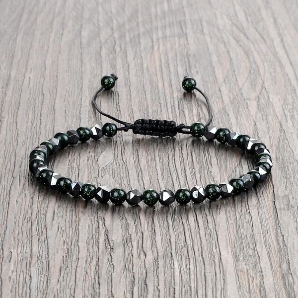 

minimalism 4mm irregular strand hematite bracelet shiny gravel lava spacer braided bracelets prayer enegry healing bangles, Black
