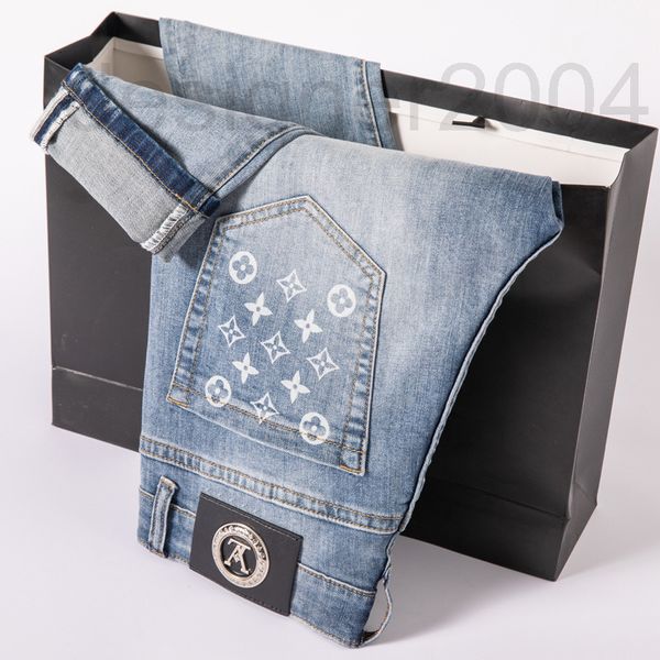 

men's jeans designer 2021 spring new high-end light luxury jeans men's loose straight business pants fashion brand men 9uqz, Blue