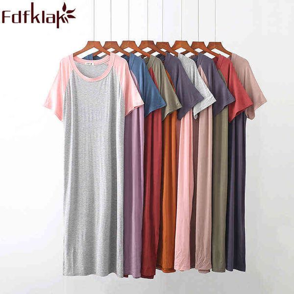 

summer modal short sleeve pregnancy nightgown loose maternity nightwear for pregnant nightgown maternity clothing 8 styles fdfklak j220813, White