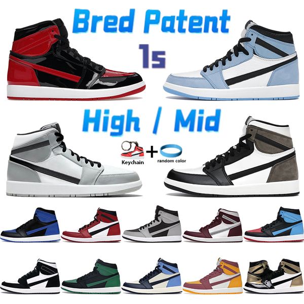 

high 1 1s basketball shoes bred patent mens sneakers mid light smoke grey university blue dark mocha shadow chicago seafoam men women