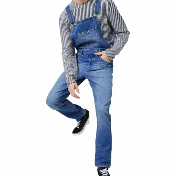 

men's jeans denim bib pants washed full length jumpsuits hip hop straight jean overalls for men streetwear male jumpsuit1 j5bd#, Blue