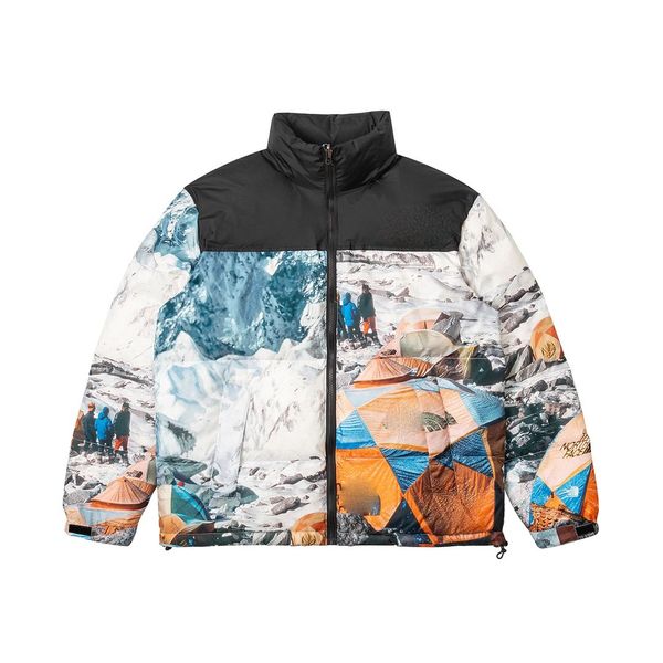 

mens puffer jacket down jackets winter parkas cotton coats high street casual thicken detachable hat outerwear badge decoration filling snow, Black