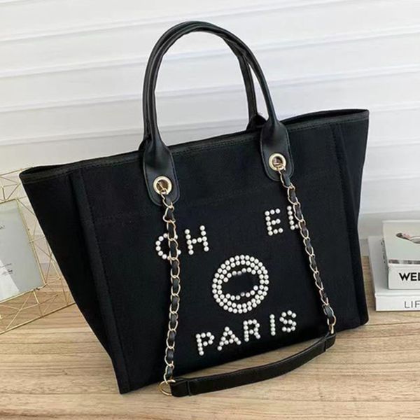 

fashion luxury pearl handbags women's evening bags brand ch canvas beach bag designers female large capacity shopping totes handbag big