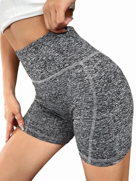 

tummy control marled knit biker shorts 16gy#, White;black