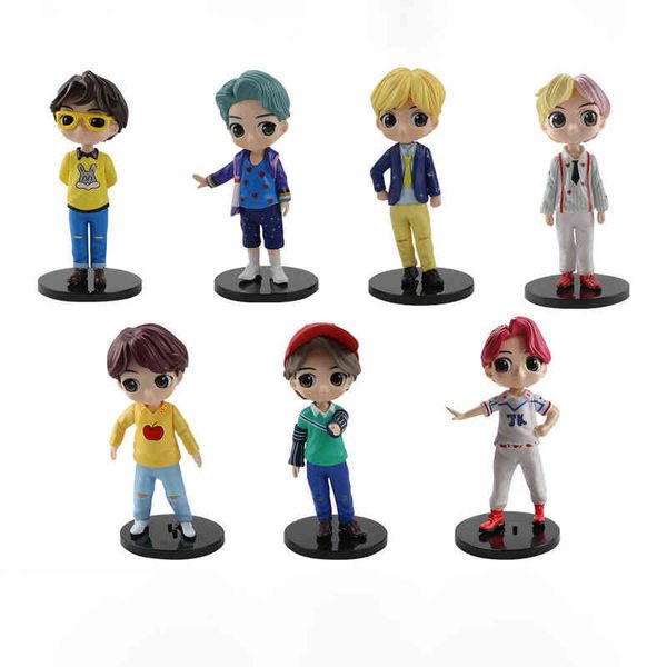 

7pcs/set bann boys groups a.r.m.y pvc figure model toys 15cm kawaii kpop star group action figures dolls gift for girls t220819