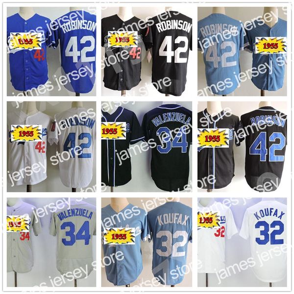 

2022 retro men women kids jackie robinson 23 kirk gibson 32 sandy koufax 34 fernando valenzuela 30 maury wills baseball jerseys, Blue;black