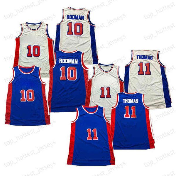 

10 dennis rodman retro basketball vintage 11 isiah thomas 10 dennis rodman blue white vintage men red blue jersey, Black