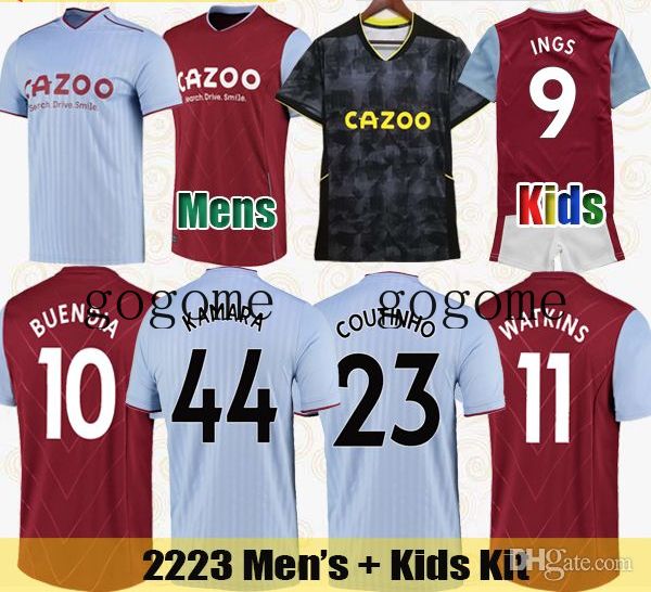 

soccer jerseys 22 23 aston coutinho 2022 2023 villa kamara maillot diego carlos j. ramsey watkins ings buendia mcginn football shirt el ghaz, Black;yellow
