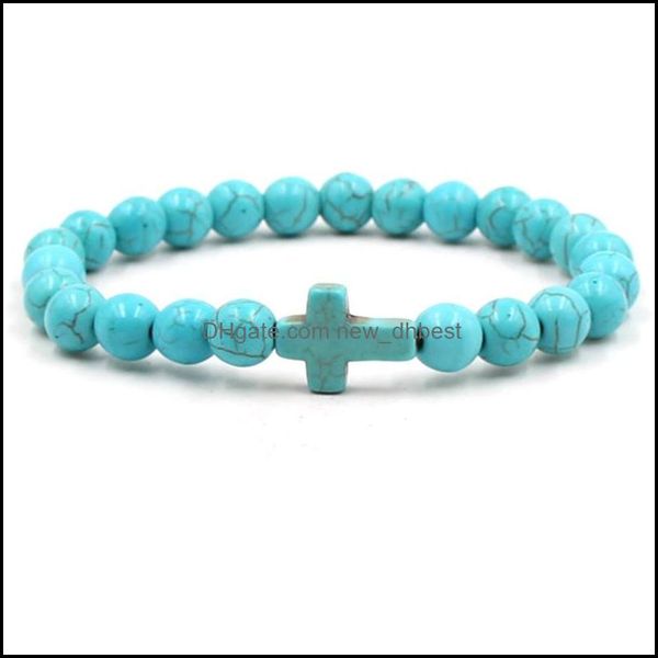 

beaded strands turquoise bracelet turquoises stone beads bracelets jesus cross drop delivery 2021 jewelry newdhdhhlw, Black