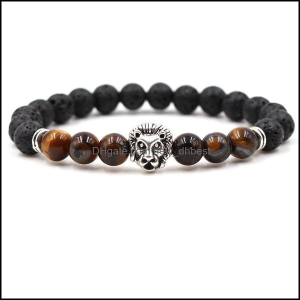 

beaded strands lava bracelets turquoise agate tiger eye stones beaded stone bracelet drop delivery 2021 jewelry newdhdhybs, Black