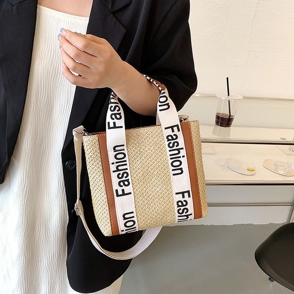 

evening mori straw bales fashion retro tote bag texture single shoulder cross body woven bags88