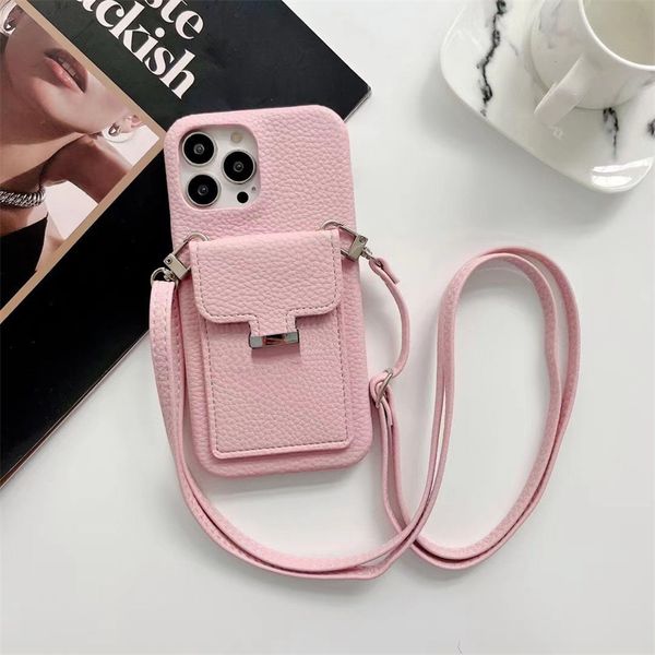 

Fashion Shoulder Strap Phone Case With Card Holder For Iphone 13pro Case 11 12pro 11promax Xsmax Xr X 7plus 8p Leather Designer Phone Cases, White