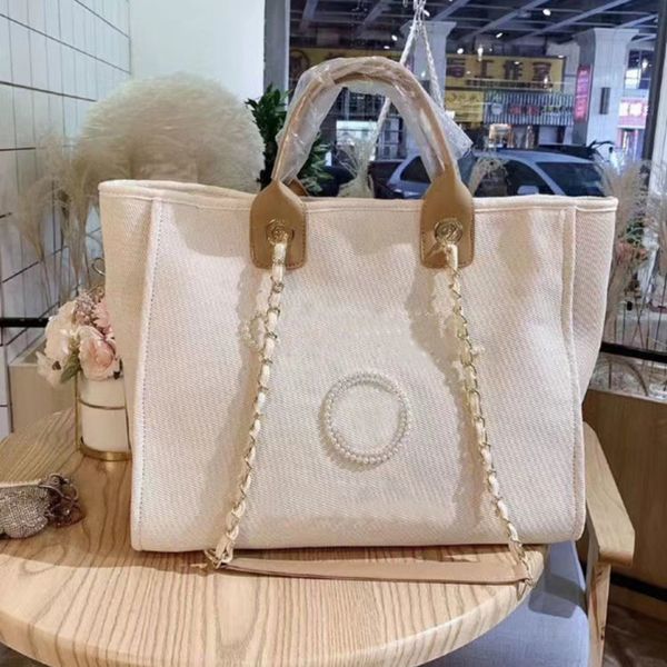 

women's luxury fashion handbags evening bags brand ch pearl tote canvas beach bag designers female portable large capacity big handbag