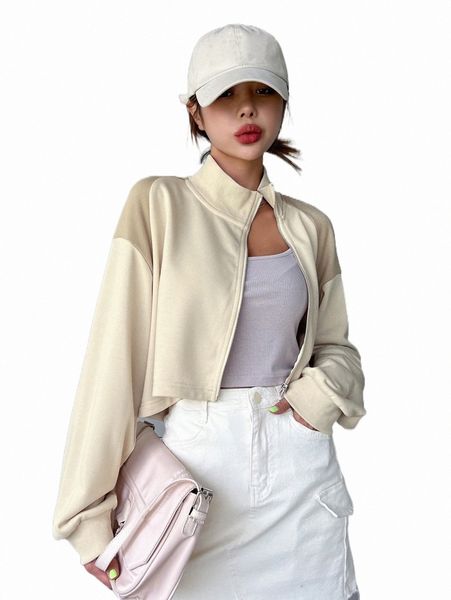 

women's hoodies dazy drop shoulder zip up crop sweatshirt w3w0#, Black