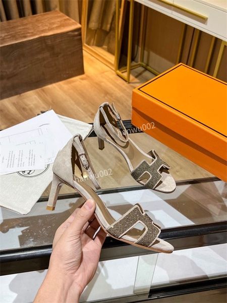 

2022 women luxury dress shoes designer high heels sandals pumps stiletto heel leather open toes party wedding sneakers size34-41, Black