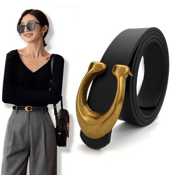 

fashion women leather belts retro waist designer belt c buckle ladies waist all-match jeans belt, Black;brown