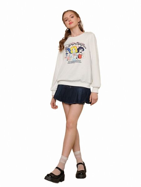 

women's hoodies mod slogan & figure graphic pullover 28sgd2e#, Black