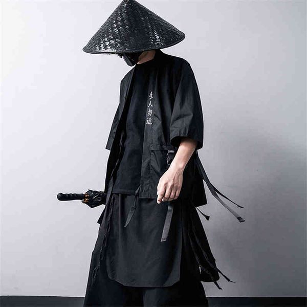 

pants japanese men's traditional kimono vest black cotton fashion stage haori samurai cosplay costumes chinese style jacket streetwear