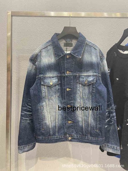 

balencaigass men's jackets high version b home back embroidered letters denim ins paris black embroidered loose couple ym3d, Black;brown