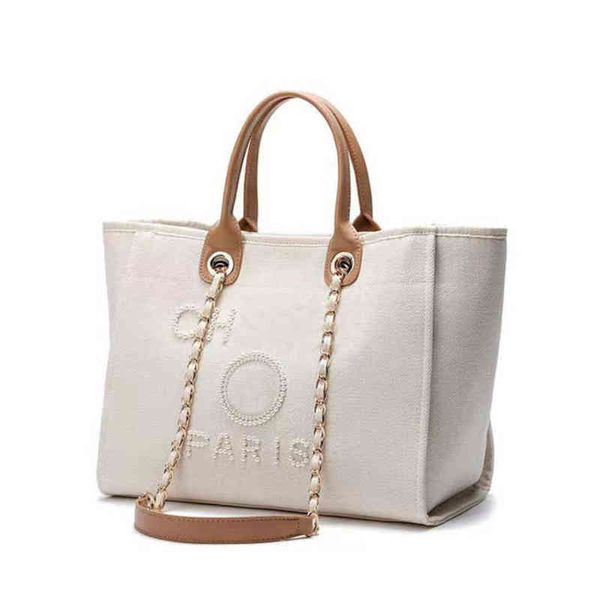 

classic women's luxury handbags pearl evening bags brand ch canvas beach bag designers female large capacity shopping totes handbag big