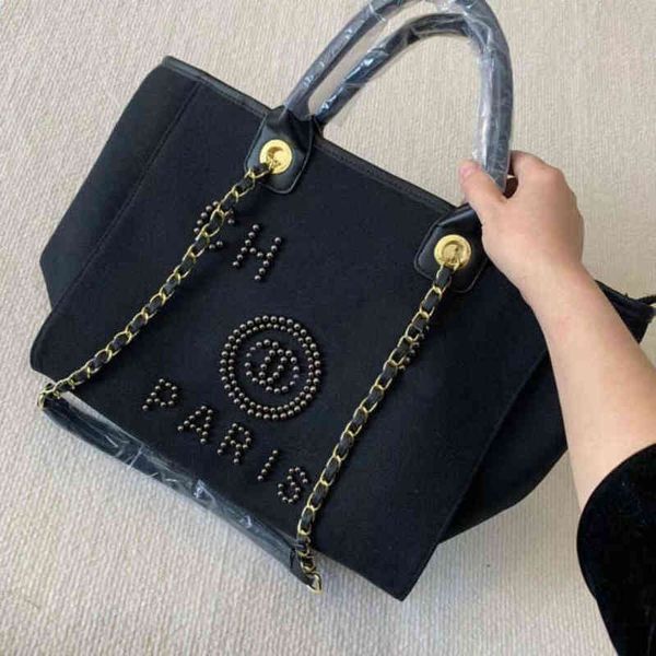 

women's fashion luxury handbags evening bags brand ch pearl tote canvas beach bag female portable large capacity big handbag designers