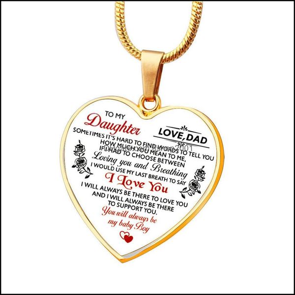 

pendant necklaces family necklace to my son daughter dad mom peach alloy keychain love drop delivery 2021 jewelry pendants ffshop2001 dhple, Silver