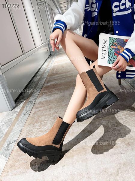 

fashion designer women's shoes new thick soled martin boots with anti-skid elastic stitching one foot for climbing boots, Black