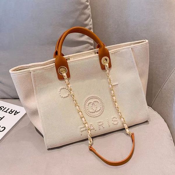 

fashion luxury pearl handbags women's evening bags brand ch canvas beach bag designers female large capacity shopping totes handbag big