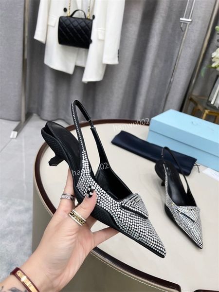 

2022 women luxury dress shoes designer high heels patent lady fashion sandals party wedding size35-42, Black