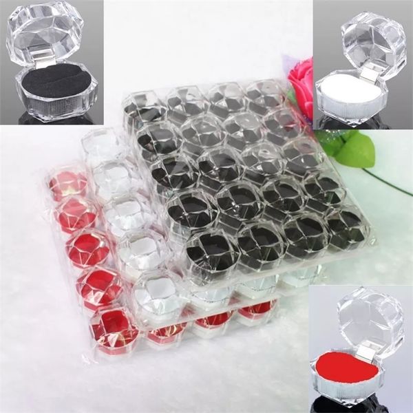 

20pcs/lot 3 color options jewelry package ring earring box acrylic transparent wedding packaging jewelry box 220819, Black;white