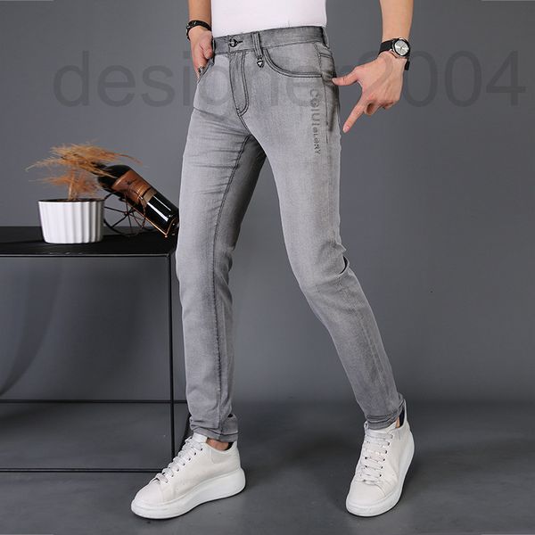 

men's jeans designer high grade grey jeans men's spring and summer new slim legged pants european fashion brand versatile elastic, Blue