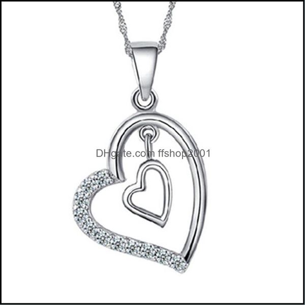

pendant necklaces sier stunning colored zircon heart shape necklace valentines day gift female jewelry clavicle fashion dr ffshop2001 dhkae, Silver