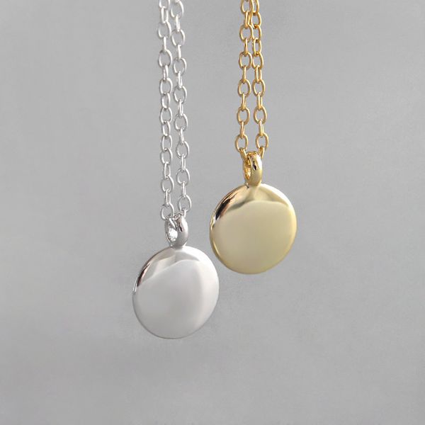 

100% 925 sterling silver layer round pendant necklaces gold color geometric charm necklace for women jewelry