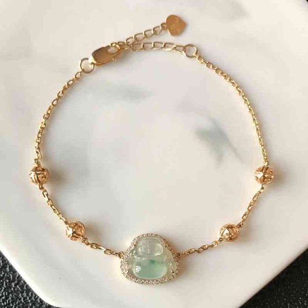 

bangle designer inspired design natural ice seed chalcedony jade buddha ornaments bracelet exquisite and elegant ladies silver jewelry, Black