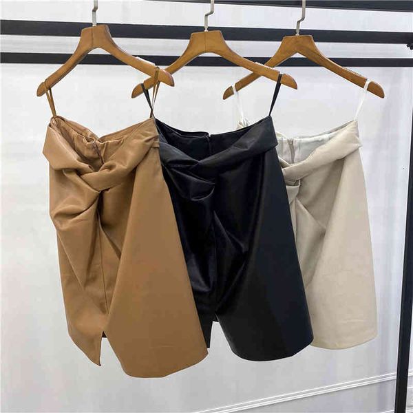 

skirts summer nordic style nanus skirt women made leather short d9u2, Black