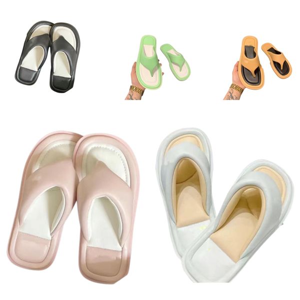 

2022 slippers women's summer thick bottom flip-flops clip buckle heightened sandals wear color candy letters cross bun shoes flat heel, Black