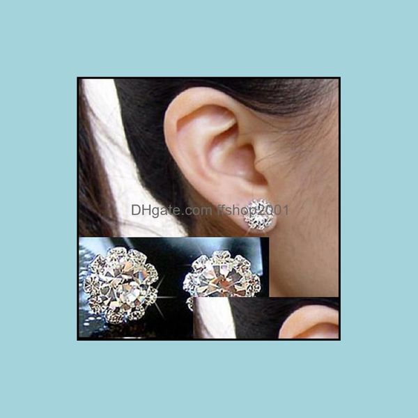 

stud earrings brand new fashion spherical crystal flower for women channel drop delivery 2021 jewelry ffshop2001 dhvqb, Golden;silver