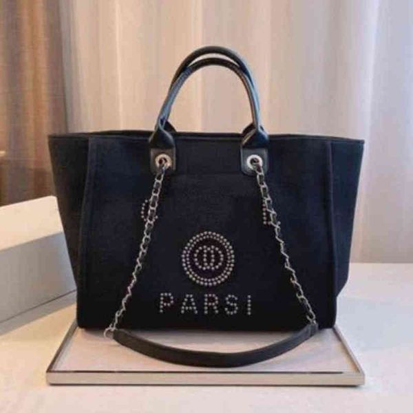 

women's fashion luxury handbags evening bags brand ch pearl tote canvas beach bag designers female portable large capacity big handbag