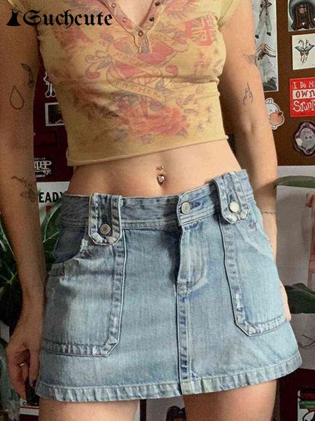 

suchcute harajuku pocket up mini skirts women korean fashion low waist aesthetic denim skirt streetwear casual fairycore clothes t220819, Black