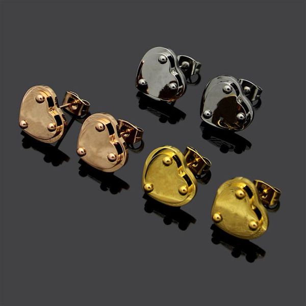 

stainless steel fashion t peach heart love stud earrings earrings gold and silver female earrings for woman299n, Golden;silver