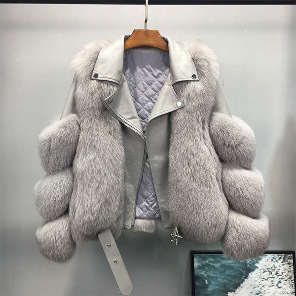 

Designer Clothing Womens Jackets Furry brown Cropped Women Faux Furs Coat with Fox Fur Winter Fashion Motocycle Style Fur Leather Jacket Woman Trendy Overcoats, Pink