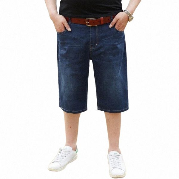 

8xl arrival casual jeans men's summer men half cotton trousers comfortable very larger loose plus size 30-48 07os#, Blue