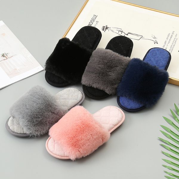 

winter women fashion fur slippers female autumn indoor home cotton slippers shoes ladies
