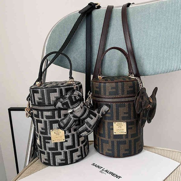 

60% off online factory clearance printing bucket small cylinder net red bag fashion versatile single shoulder bag