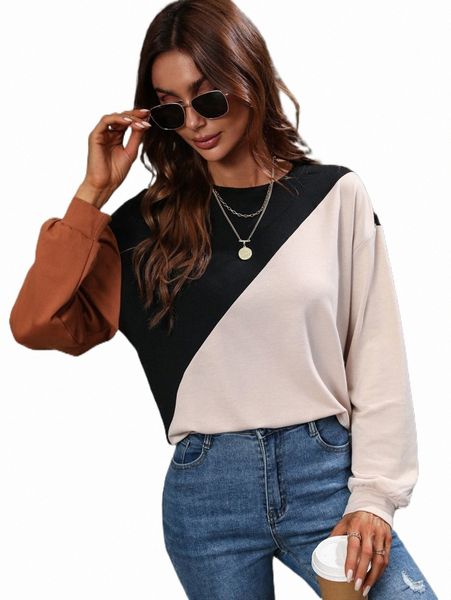 

colorblock drop shoulder sweatshirt x0yc#, Black