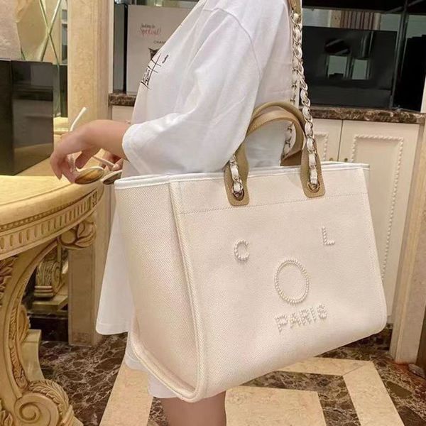 

pearl luxury fashion handbags women's evening bags brand ch canvas beach bag designers female large capacity shopping totes handbag big