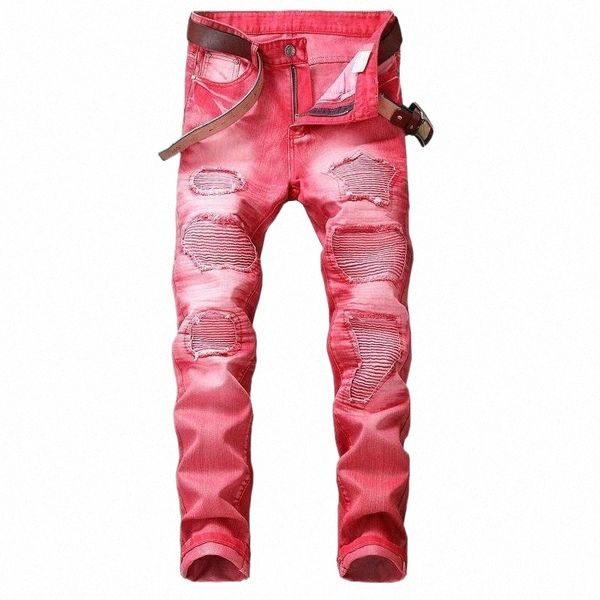 

men's jeans 1j multi color hole trendy pants good quality wholesale custom m2ko#, Blue